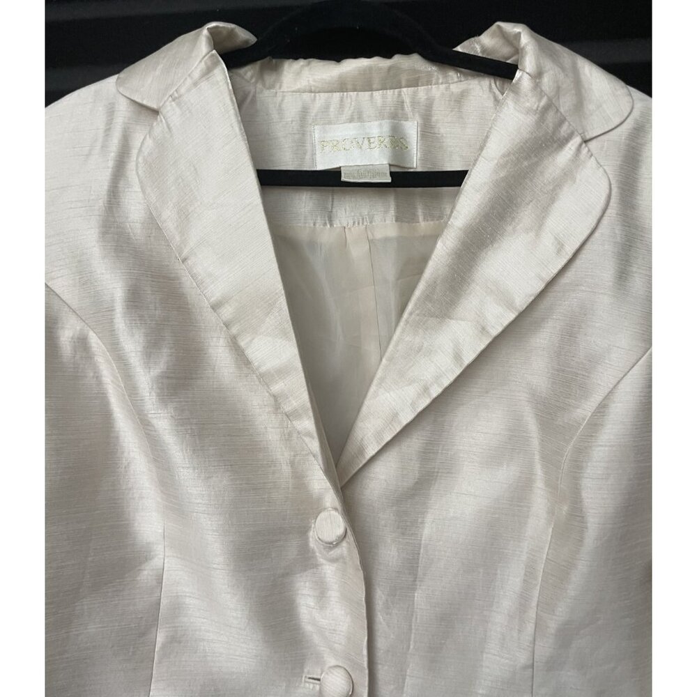 Proverbs Women's White Cream Three Button Blazer … - image 4